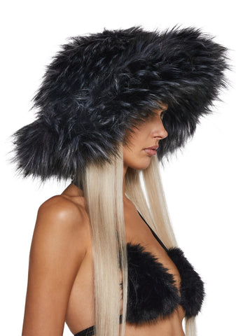 Chamber Faux Fur Bucket Hat - Gray
