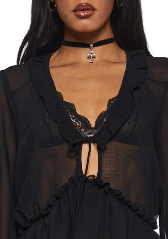 Sunset Chaser Babydoll Dress - Black