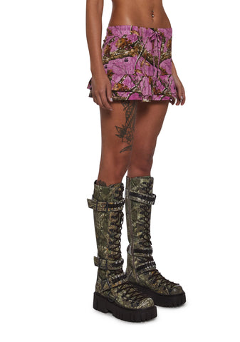 Camo Ruffle Mini Skirt