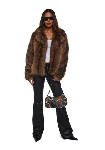 Melora Faux Fur Coat - Brown