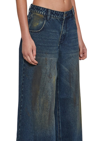 Sinful Attitude Wide Leg Jeans - Dirty Blue
