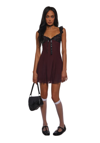 Double Date Mini Dress - Dark Red