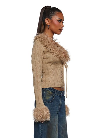 Covet Cable Knit Cardigan - Off White