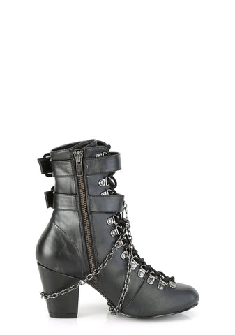 Patent Lost Tomb Chain Lace Up Boots