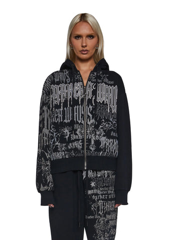 Ego Zip-Up Hoodie With Graphics