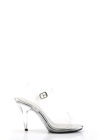 Caress-408 Platform Ankle Strap Sandals-Clear
