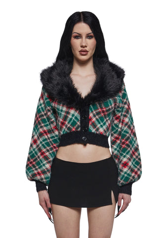 Holiday Party Plaid Cardigan