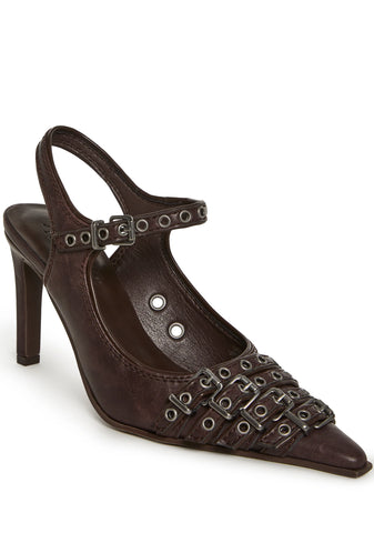 Fame Lane Pointed Toe Heels - Brown