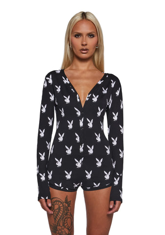 Playboy Slumber Bunny Romper - Black