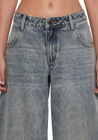 Sinful Attitude Wide Leg Jeans - Blue