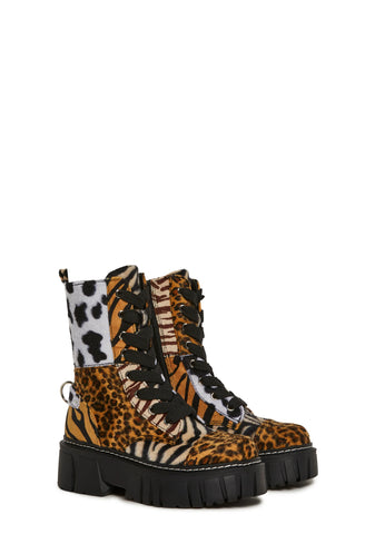 Party Animal Combat Boots - Multi
