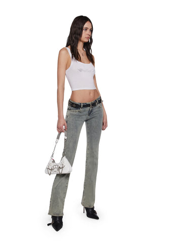 Ciska Brass Knuckle Shoulder Bag - White