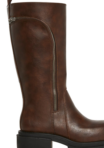 Small Town Girl Platform Boots - Brown