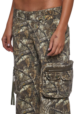 Camo Low Rise Cargo Jeans