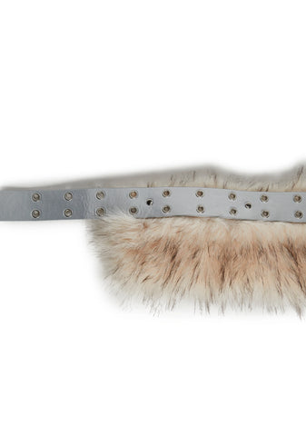 Vibing Sounds Faux Fur Belt - Silver