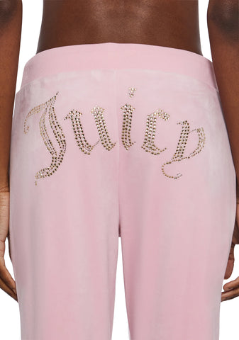 OG Big Bling Velour Track Pants - Pink