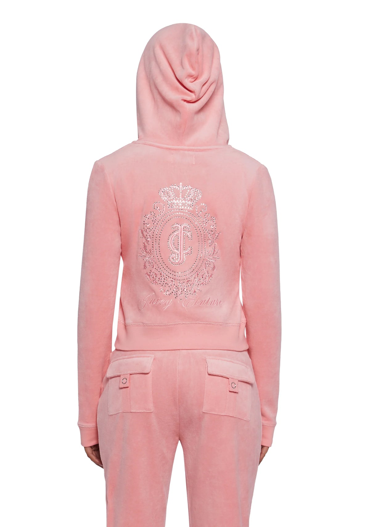 Crown Heritage Cotton Velour Hoodie - Pink