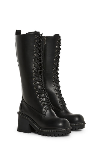 Record Shopping Knee High Boots