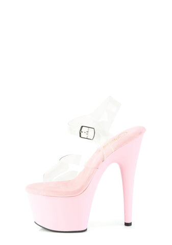 Adore-708 Platform Ankle Strap Sandals-Baby Pink