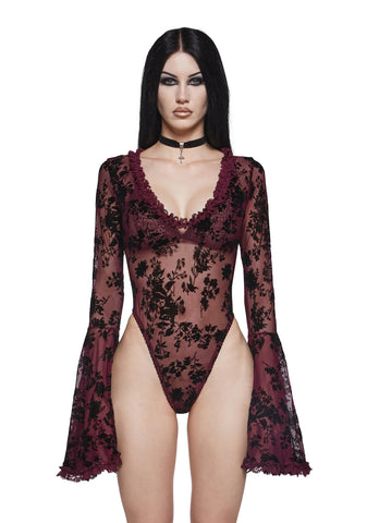 Pursuit Of Blood Mesh Bodysuit - Red