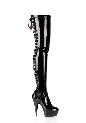 Delight-3063 Platform Thigh High Boots-Black