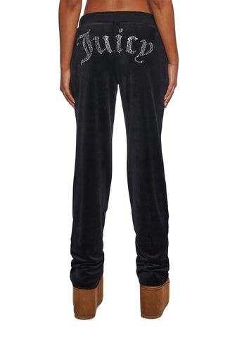 OG Big Bling Velour Track Pants - Black