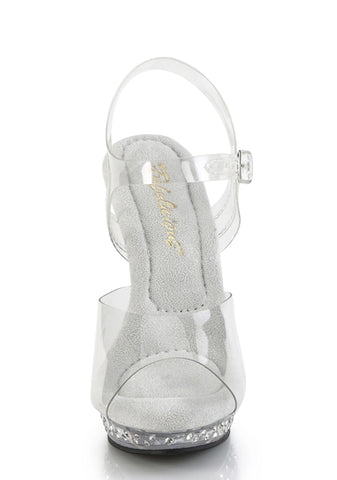Lip-108 Platform Ankle Strap Rhinestones Studded Sandals-Clear