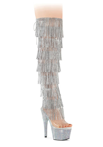 Bejeweled-3019C-RSF-7 Platform Over-The-Knee Boots-Silver