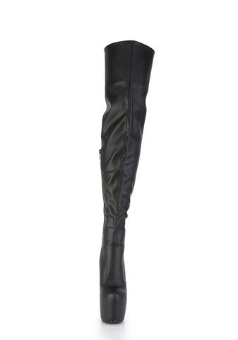 Jubilant-3007 Platform Thigh High Boots-Black PU