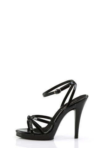 Flair-436 Platform Strappy Ankle Wrap Sandals-Black