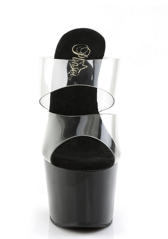 Adore-702 Platform Two-Band Straps Slides-Clear-Black