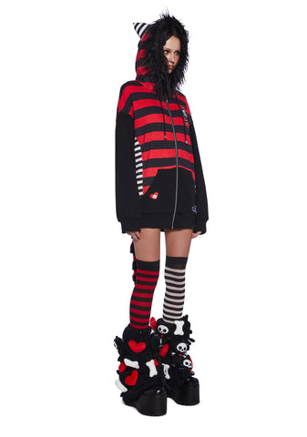 Stripes And Tails Oversized Graphic Hoodie