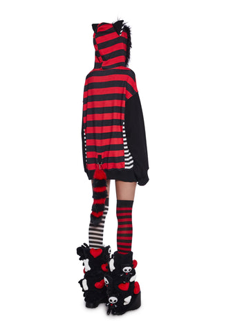Stripes And Tails Oversized Graphic Hoodie