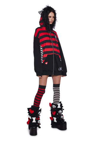Stripes And Tails Oversized Graphic Hoodie