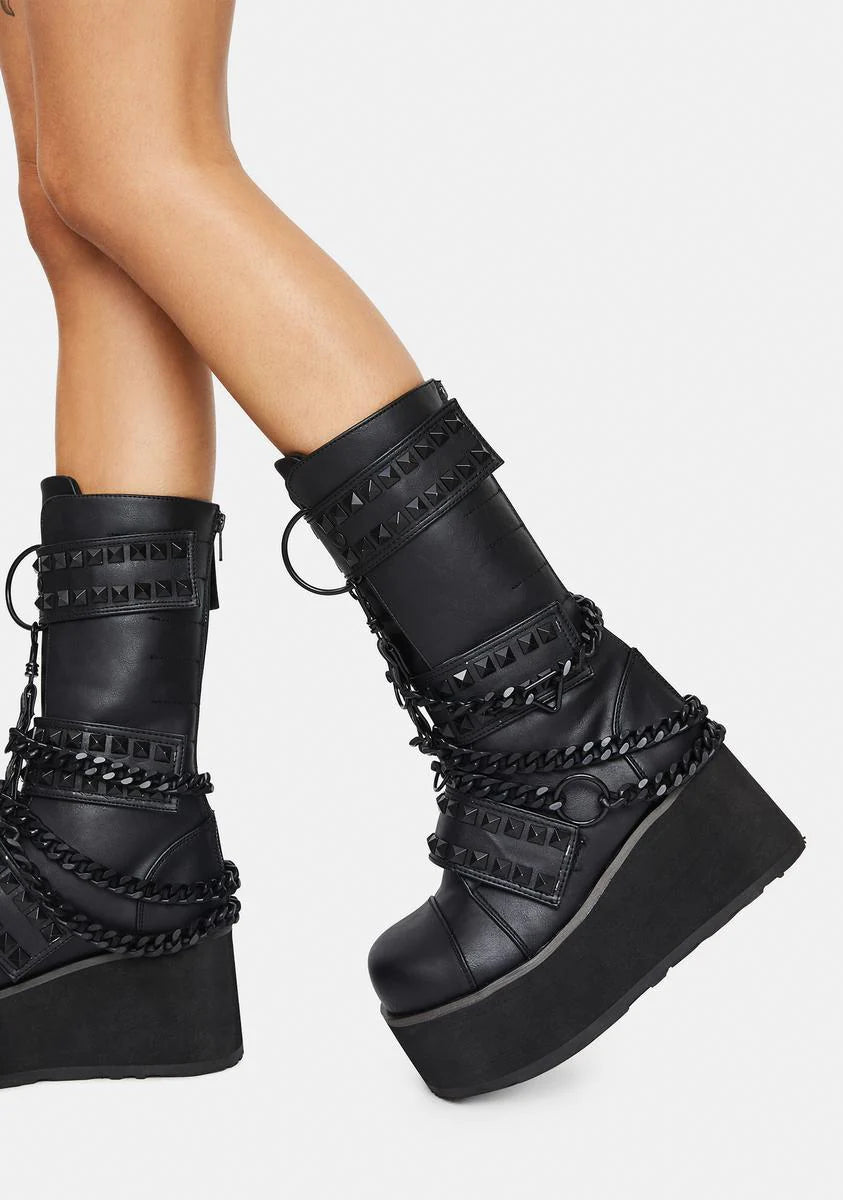 Watch Yourself Studded Platform Boots