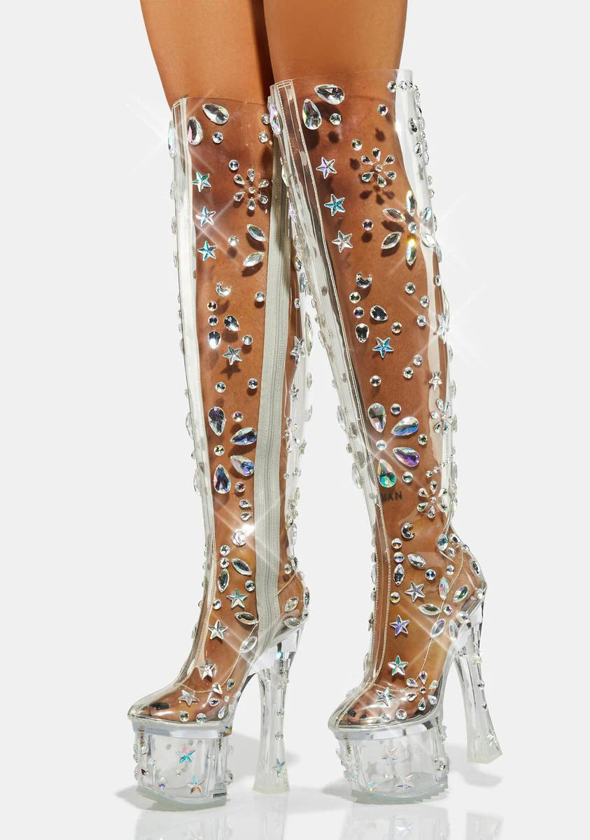 Snowflake Princess Clear Platform Boots