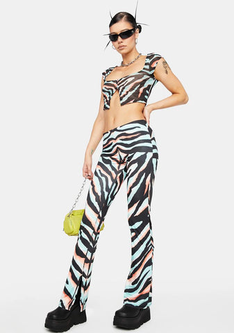 Teal Zebra Irena Flare Pants