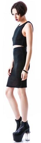 Sporty Knit Crop Top - Black