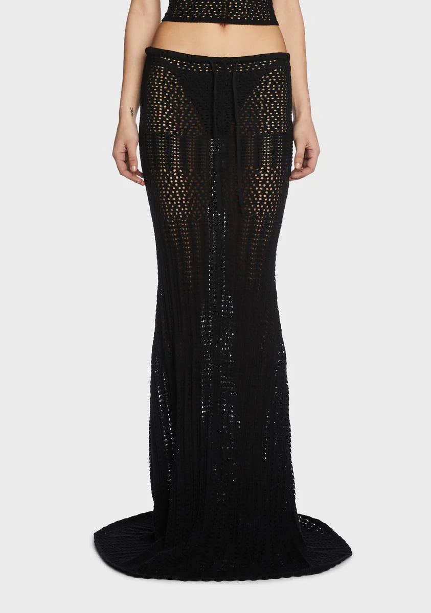 Night Radiance Crochet Maxi Skirt