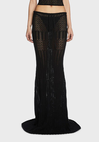Night Radiance Crochet Maxi Skirt