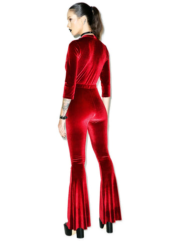 Ritchie Velvet Jumpsuit - Red