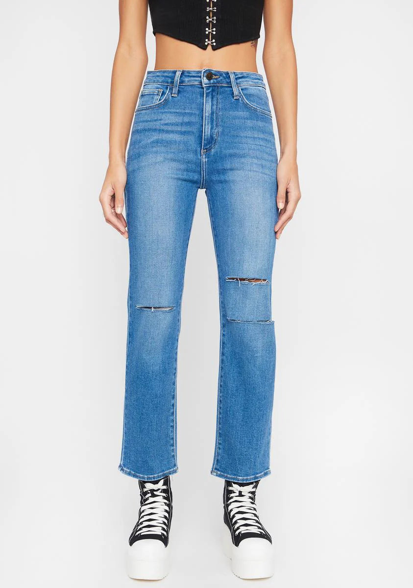 Straight Leg Distressed Jeans