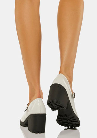 White Lita Heeled Mary Janes