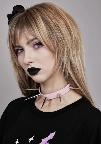 Pink Super Long Spike Choker