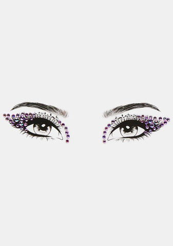 Purple Winged Rhinestone Face Gems