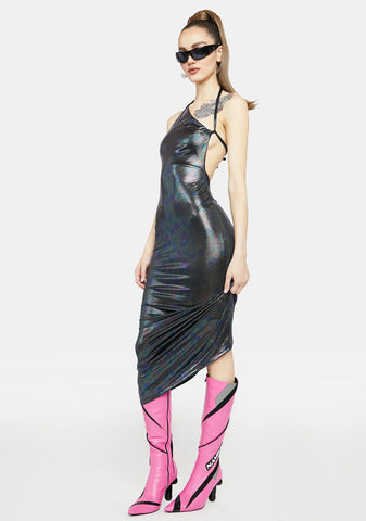 Wicked Fave Fan Hologram Maxi Dress