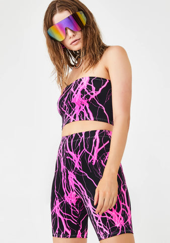 Pink Electric Biker Shorts