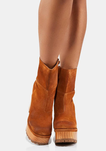 Warm Cognac Kenna Platform Clogs