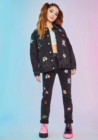 Halfway To Heaven Patched Mom Jeans