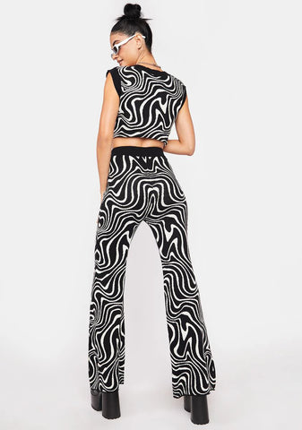 Swirl Knit Flare Pants